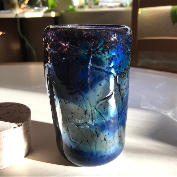 Dunmore Glassworks Hand Blown Art Glass Deep Space Royal Playa Jar with Cork - Picture 5 of 10